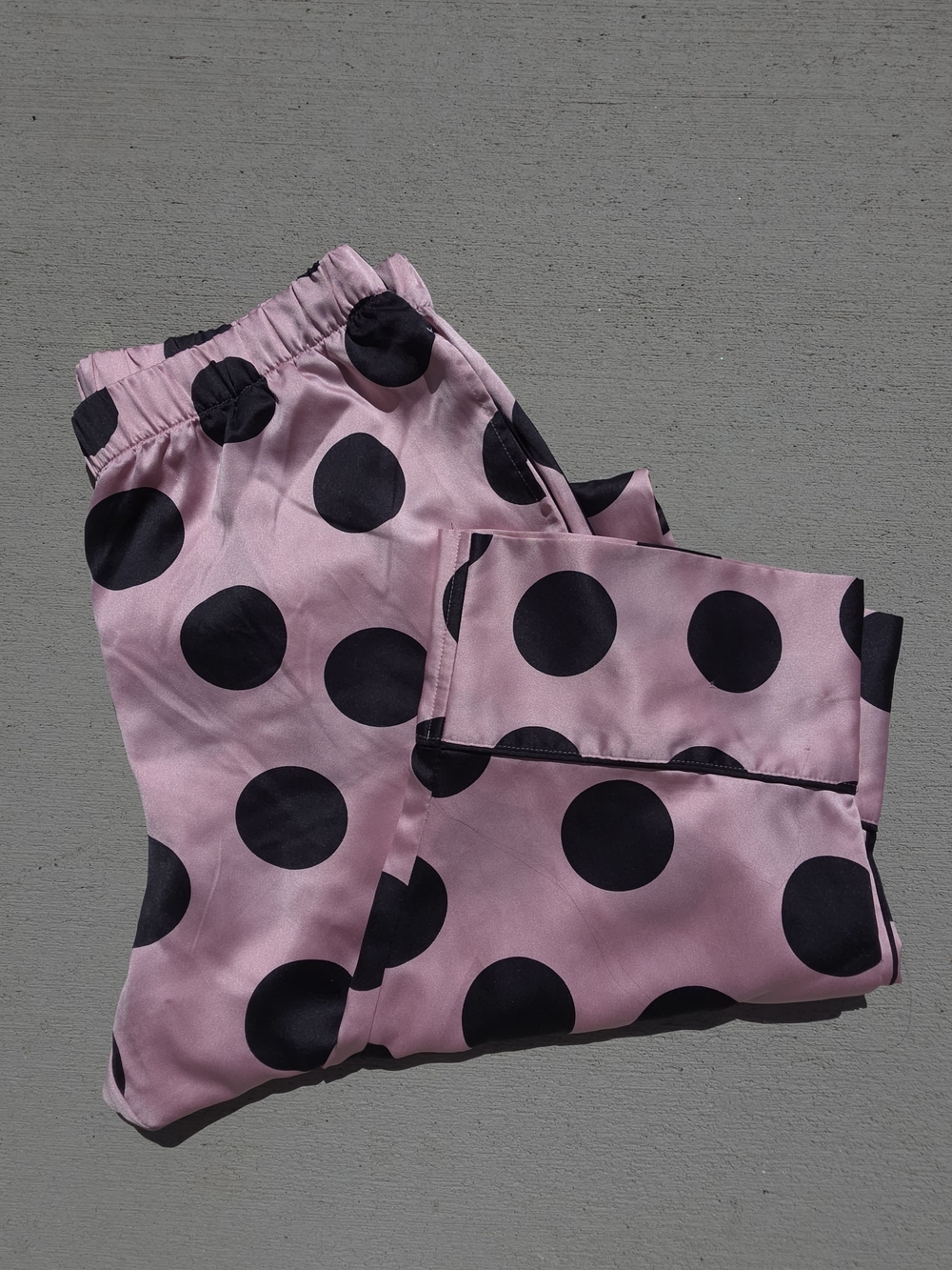 Victoria's Secret Pink Pajama Bottoms with Black Polka Dots